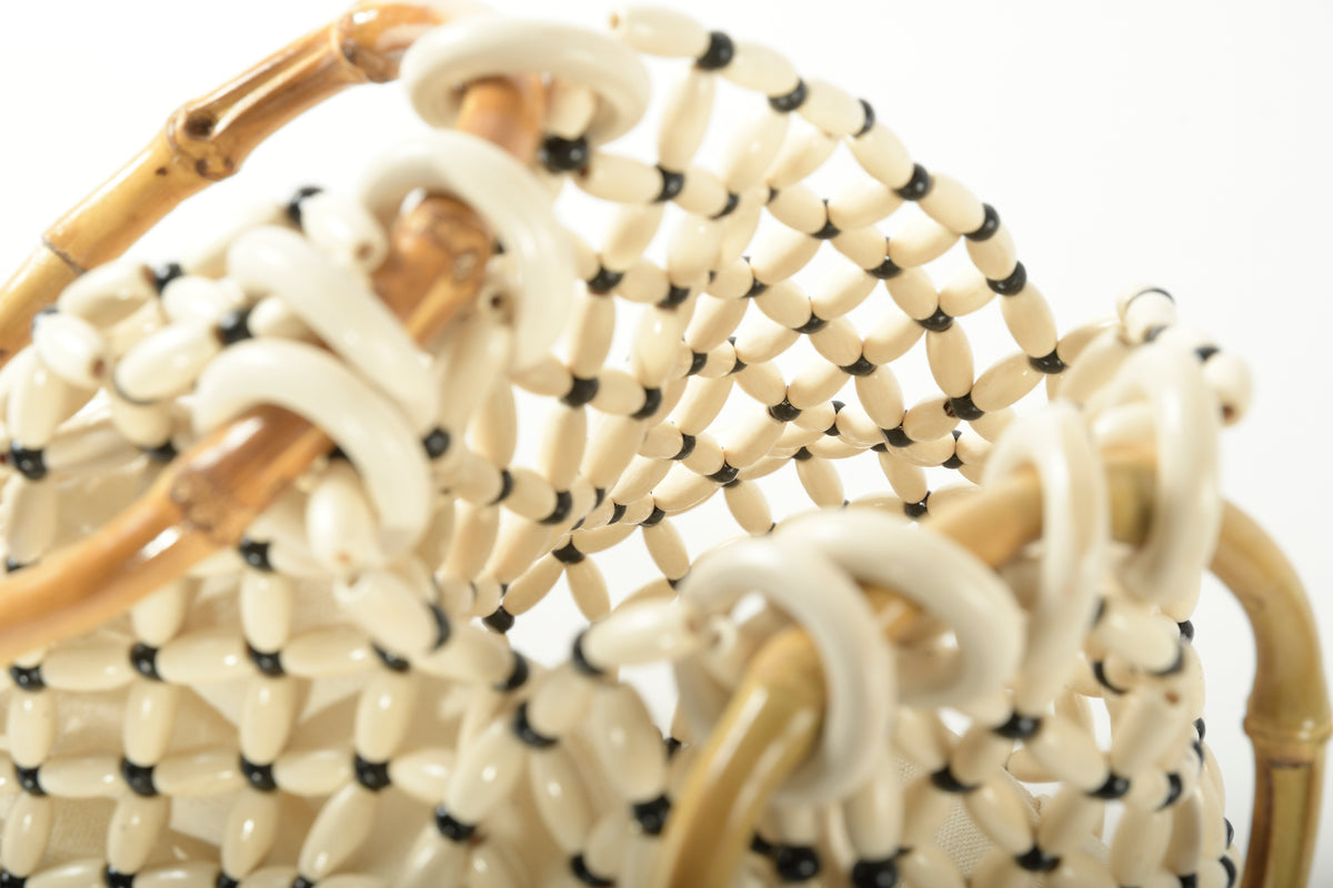 Tesoro Beaded Bag in White by Maciele
